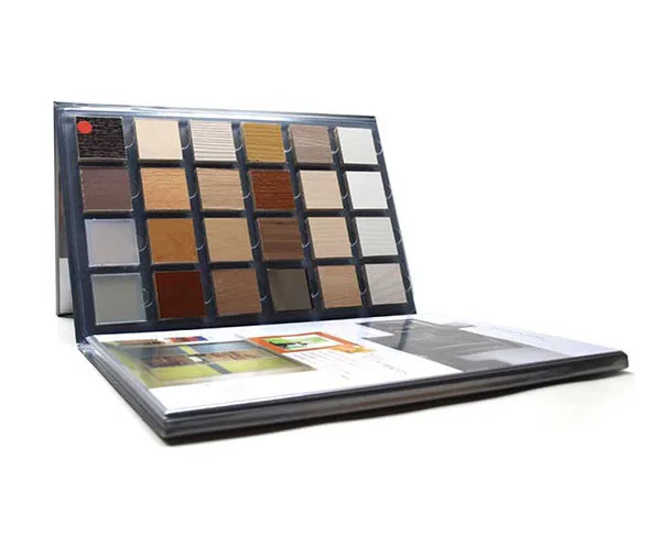 Sample presentation book for glass and wood
