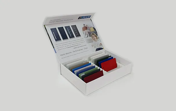 Sample box for aluminium doors